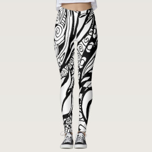 Doodle 9B Black White Leggings