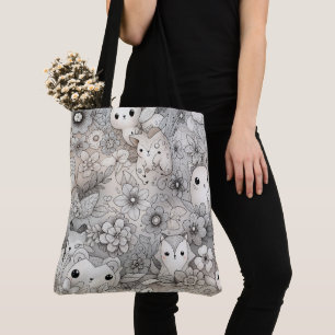 Doodle Abstract Animal Collection Tote Bag