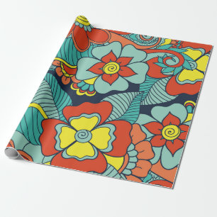 Doodle abstract flower. Illustrationfloral,pattern Wrapping Paper
