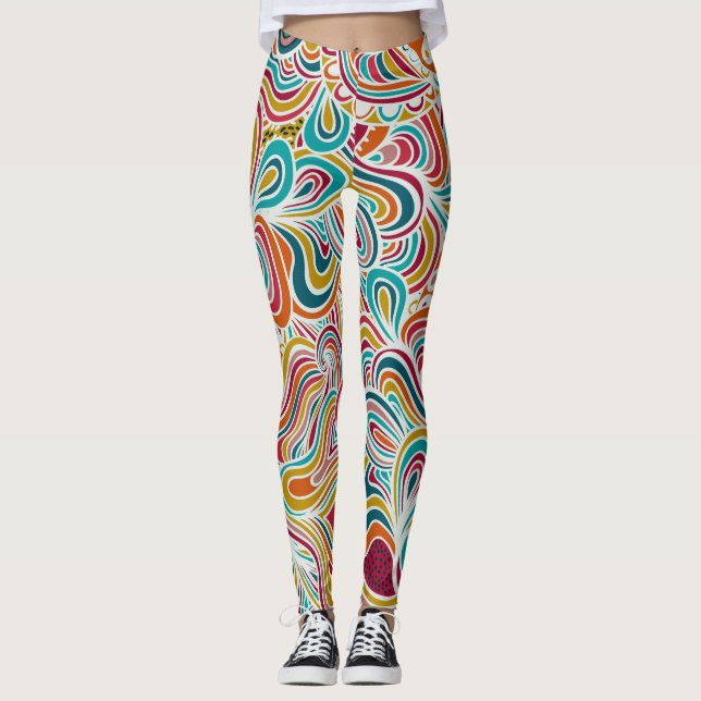 Doodle abstract leggings (Front)