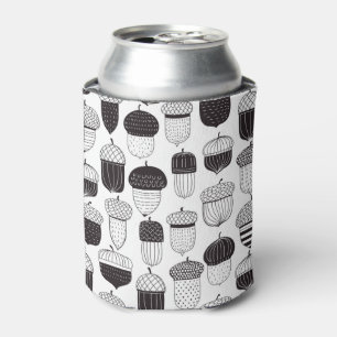 Doodle acorns autumn pattern can cooler