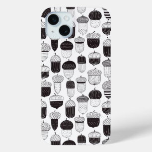 Doodle acorns autumn pattern iPhone 15 mini case