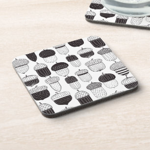 Doodle acorns autumn pattern coaster