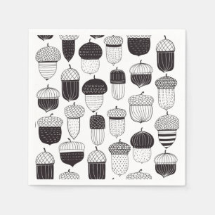 Doodle acorns autumn pattern napkin