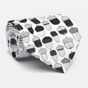 Doodle acorns autumn pattern tie