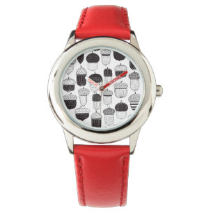 Doodle acorns autumn pattern watch