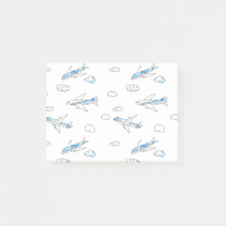 doodle air plane post-it notes