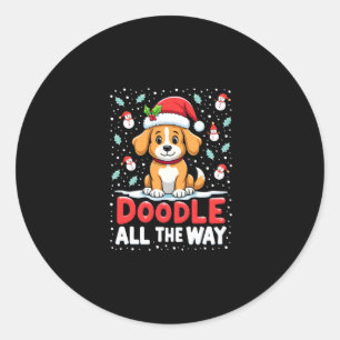 Doodle All The Way Funny Goldendoodle Santa Hat Ch Classic Round Sticker