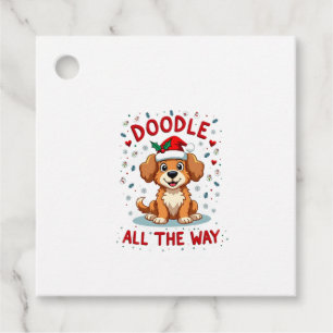Doodle All The Way Funny Goldendoodle Santa Hat Ch Favour Tags