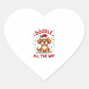 Doodle All The Way Funny Goldendoodle Santa Hat Ch Heart Sticker