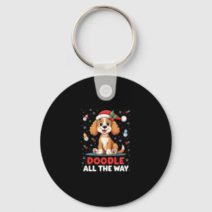 Doodle All The Way Funny Goldendoodle Santa Hat Ch Key Ring