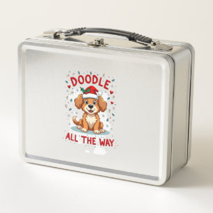 Doodle All The Way Funny Goldendoodle Santa Hat Ch Metal Lunch Box