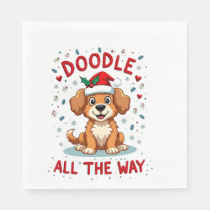 Doodle All The Way Funny Goldendoodle Santa Hat Ch Napkin