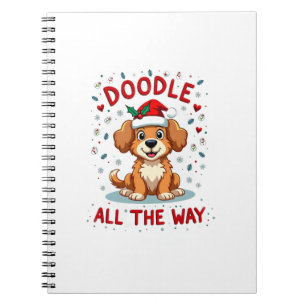 Doodle All The Way Funny Goldendoodle Santa Hat Ch Notebook