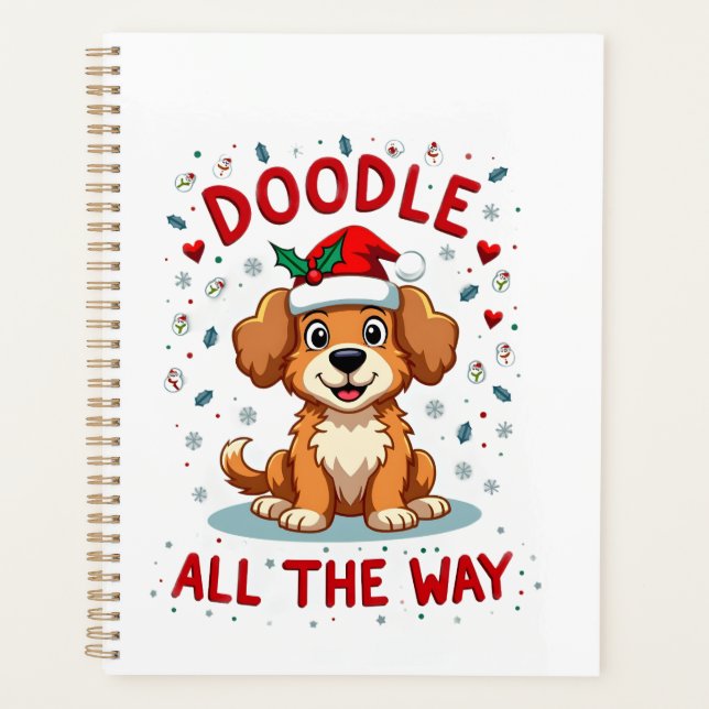 Doodle All The Way Funny Goldendoodle Santa Hat Ch Planner (Front)