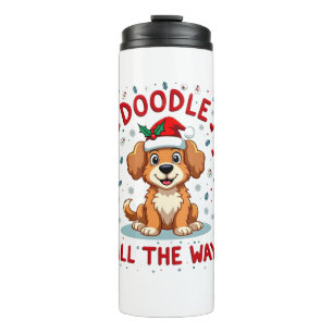 Doodle All The Way Funny Goldendoodle Santa Hat Ch Thermal Tumbler