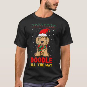 Doodle All The Way Labradoodle Santa Hat Christmas T-Shirt