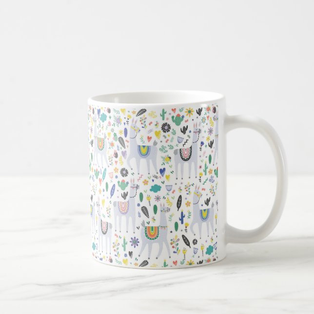 Doodle Alpaca Pattern Coffee Mug (Right)