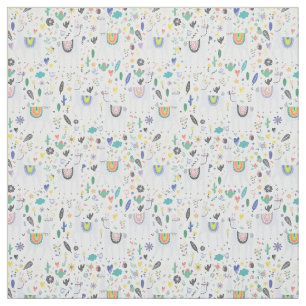 Doodle Alpaca Pattern Fabric