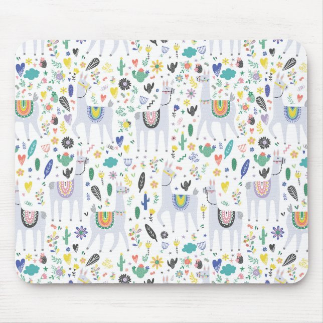 Doodle Alpaca Pattern Mouse Mat (Front)