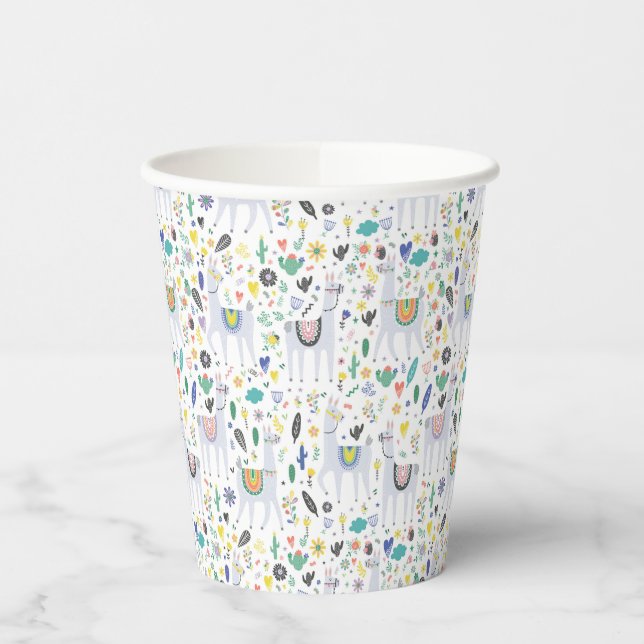 Doodle Alpaca Pattern Paper Cups (Left)