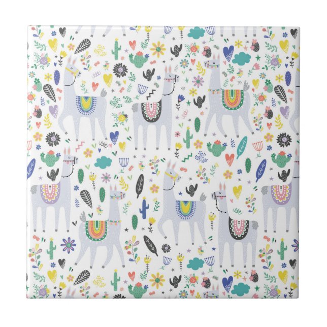 Doodle Alpaca Pattern Tile (Front)