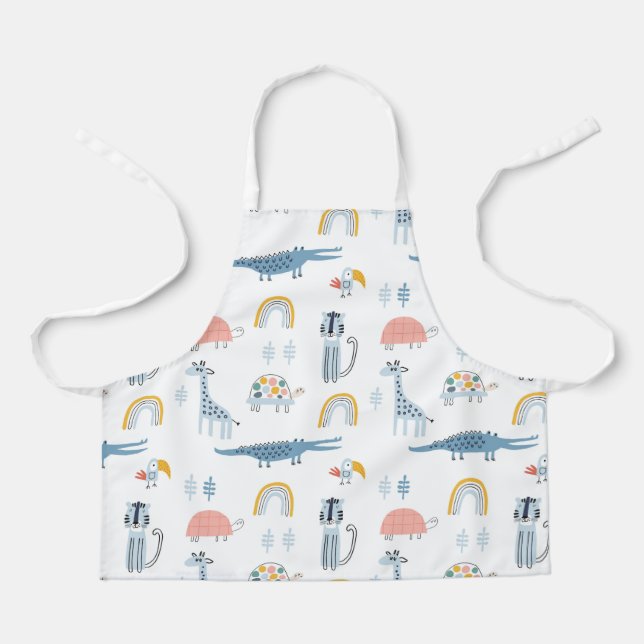 Doodle Animal Fun Pattern Apron (Front)