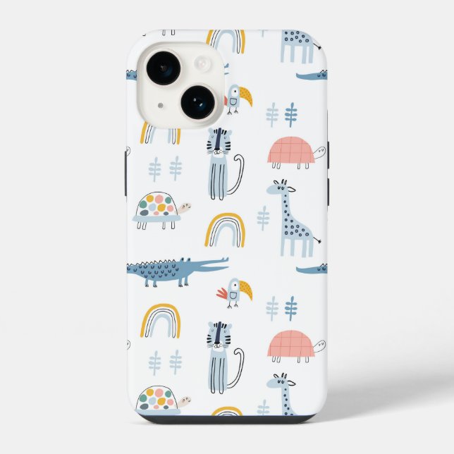 Doodle Animal Fun Pattern iPhone Case (Back)