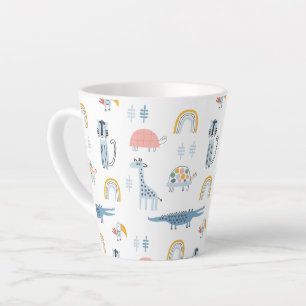 Doodle Animal Fun Pattern Latte Mug