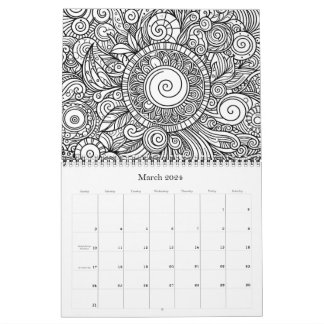 Doodle Art Colouring Flowers  Pages Calendar