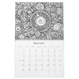 Doodle Art Colouring Flowers Pages Calendar