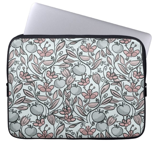 Doodle art floral laptop sleeve (Front)