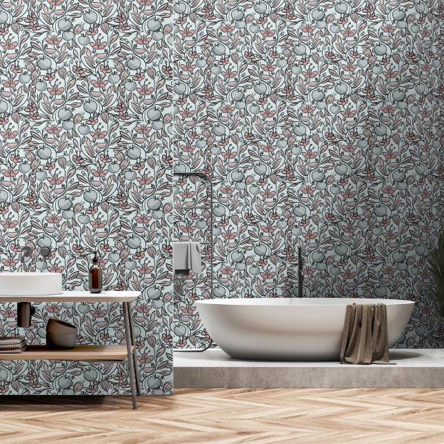 Doodle art floral wallpaper (Bathroom)