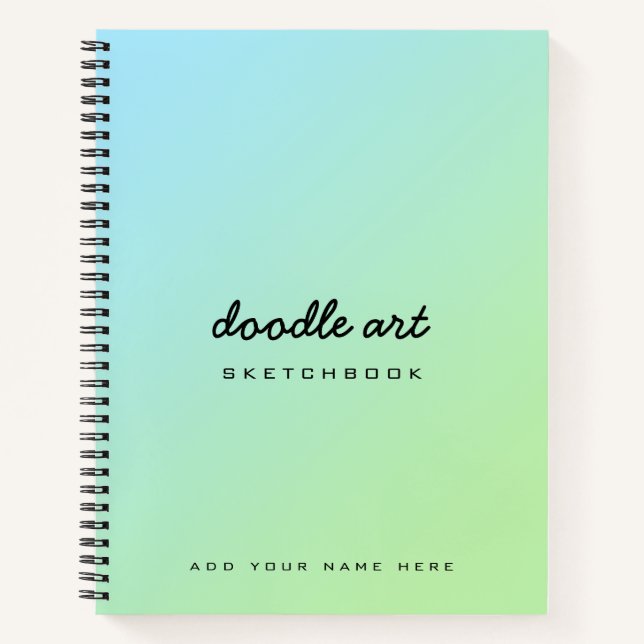doodle art gradient green blue sketch notebook (Front)