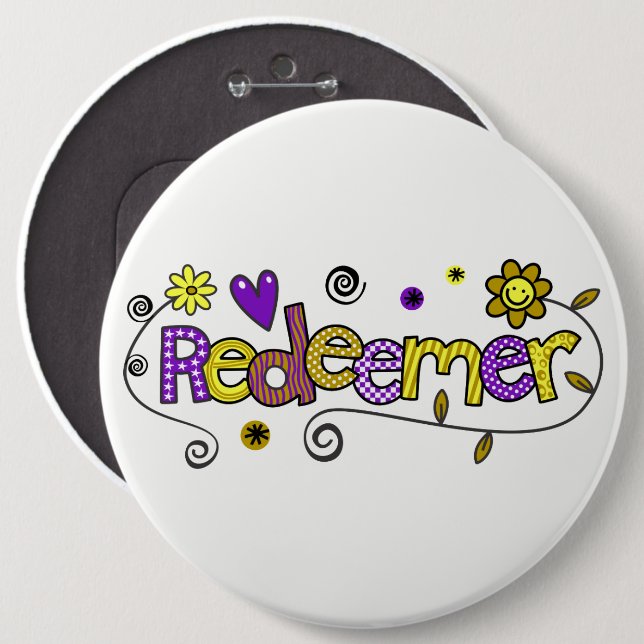 Doodle Art I Redeemer  6 Cm Round Badge (Front & Back)
