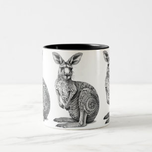Doodle art Kangaroo  Two-Tone Coffee Mug