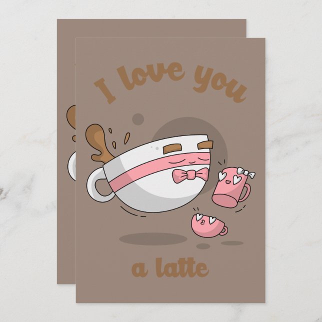 Doodle Art Latte Art Coffee Cute Cartoon Art Invitation (Front/Back)