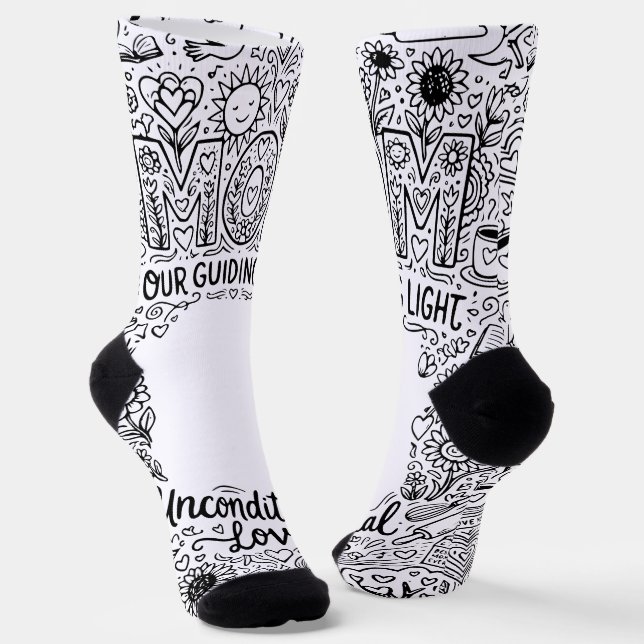 Doodle Art "Mum Our Guiding Light" Socks (Angled)