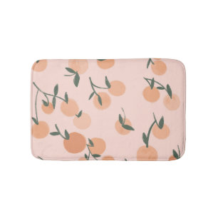 Doodle Art: Orange Cherry Vintage Pattern Bath Mat