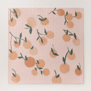 Doodle Art: Orange Cherry Vintage Pattern Jigsaw Puzzle