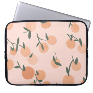 Doodle Art: Orange Cherry Vintage Pattern Laptop Sleeve
