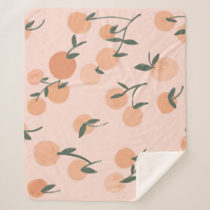 Doodle Art: Orange Cherry Vintage Pattern Sherpa Blanket