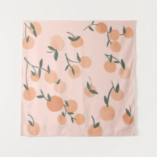 Doodle Art: Orange Cherry Vintage Pattern Tapestry