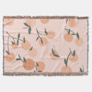 Doodle Art: Orange Cherry Vintage Pattern Throw Blanket