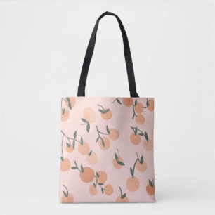 Doodle Art: Orange Cherry Vintage Pattern Tote Bag