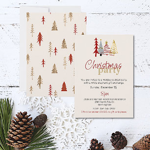 Doodle Art Trees Christmas Party Invitation