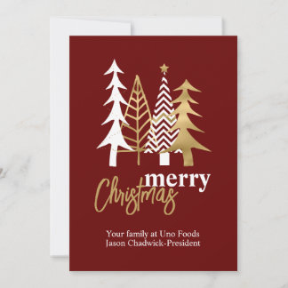 Doodle Art Trees Red Company Christmas Invitation