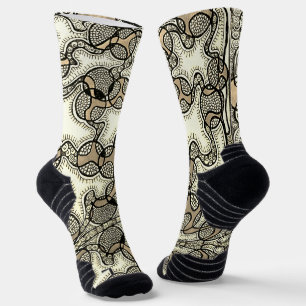 Doodle art white and tan socks