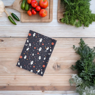 Doodle Astronaut Pattern Tea Towel