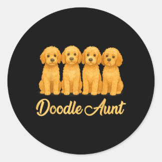 Doodle Aunt Cute Dog Lover Funny Puppy Classic Round Sticker